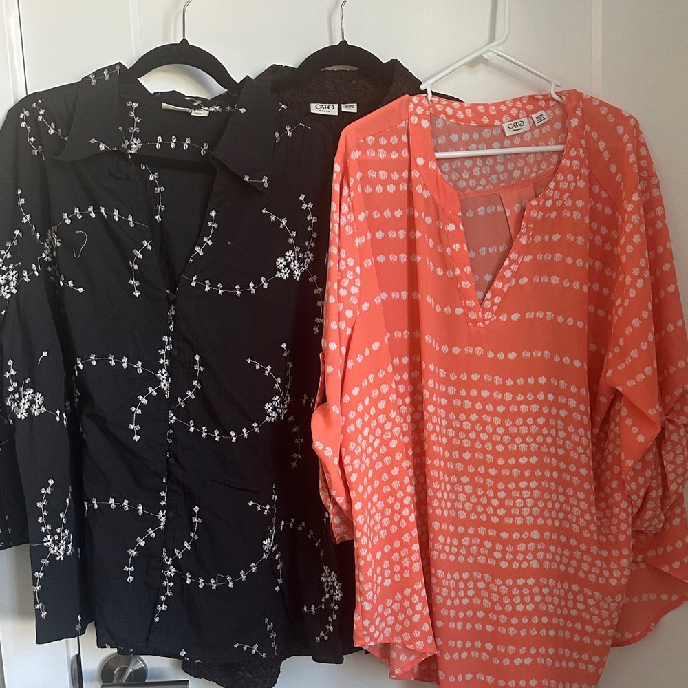 Black and Coral Floral Women's Tops